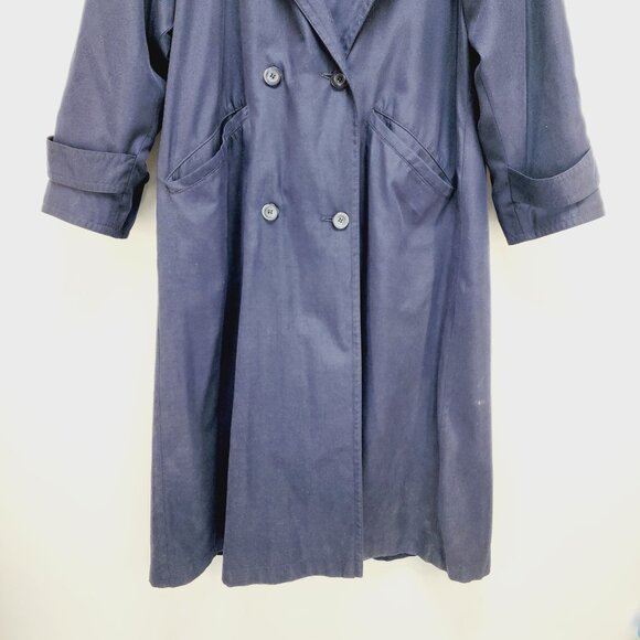 SOPHISTICATE PETITE  Navy Blue Thermal Double-Breasted Trench Coat Size 0 Womens - Picture 6 of 14